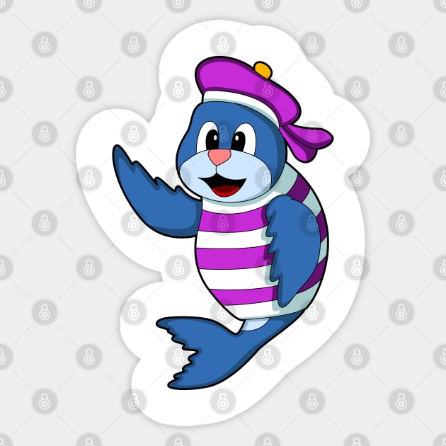 Seal as Sailor with Hat Sticker by Markus Schnabel